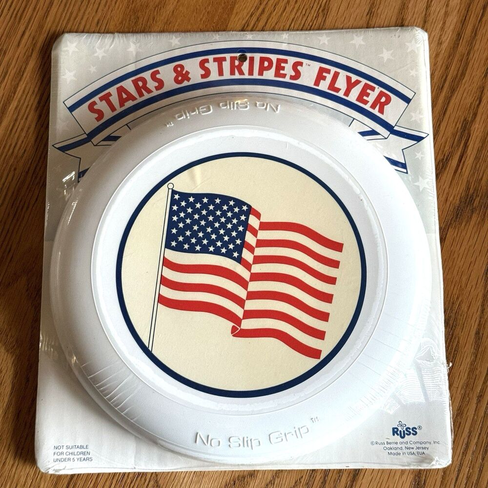 VINTAGE 80s USA Flag Stars & Stripes FLYING DISC FRISBEE No Slip Grip Russ